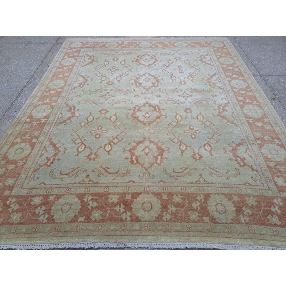 100% Wool Oushak Style Rug. Hand-Knotted Carpet. Custom Options Available 100% Wool Oushak Style Rug. Hand-Knotted Carpet. Custom Options Available
