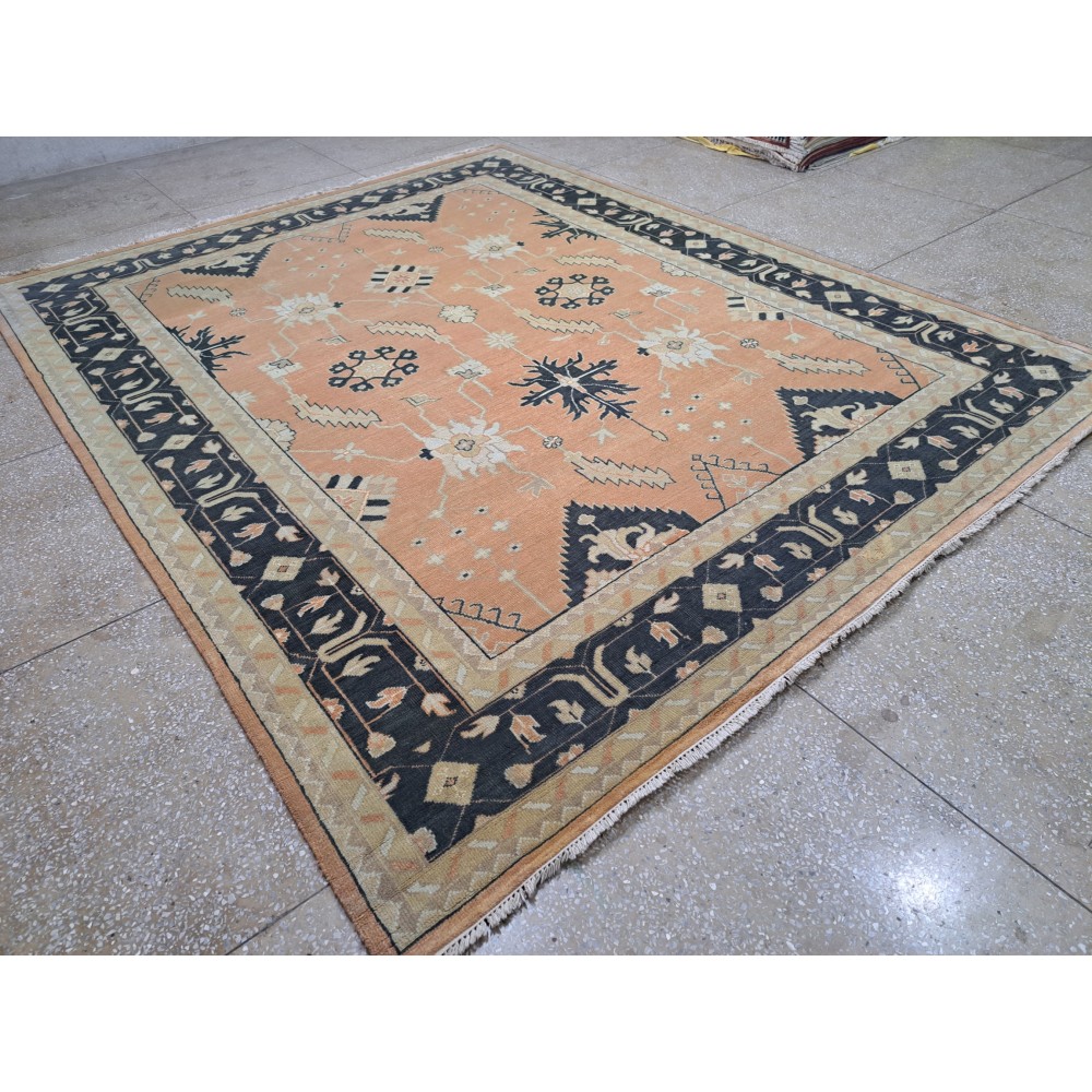New Hand-knotted Oushak Style Rug. 100% Wool Handmade Carpet. Custom Options Available