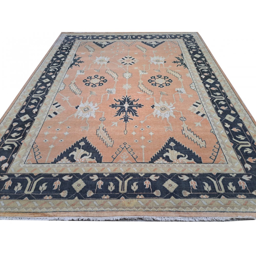 New Hand-knotted Oushak Style Rug. 100% Wool Handmade Carpet. Custom Options Available