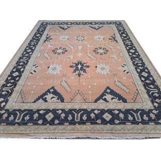 New Hand-knotted Oushak Style Rug. 100% Wool Handmade Carpet. Custom Options Available