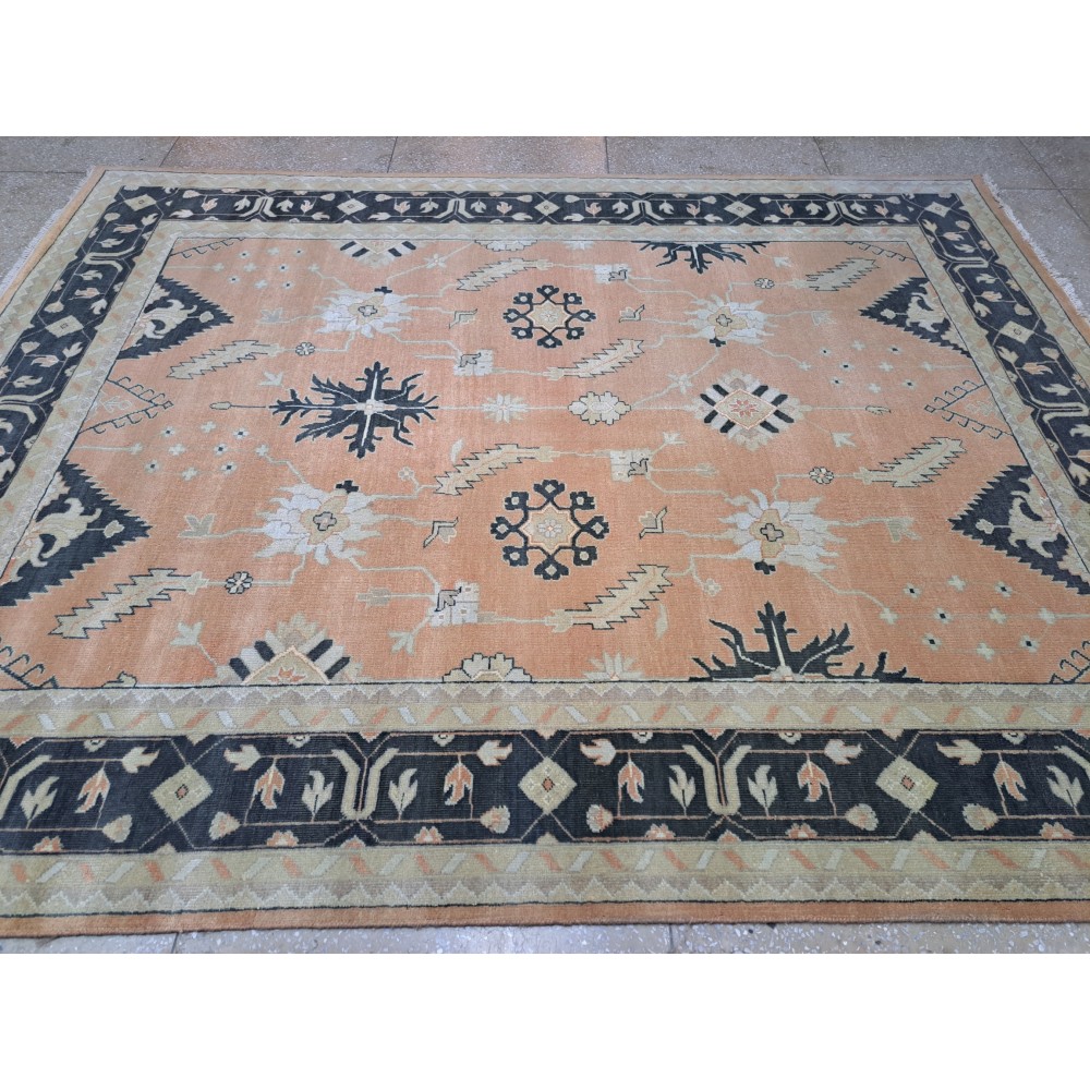 New Hand-knotted Oushak Style Rug. 100% Wool Handmade Carpet. Custom Options Available