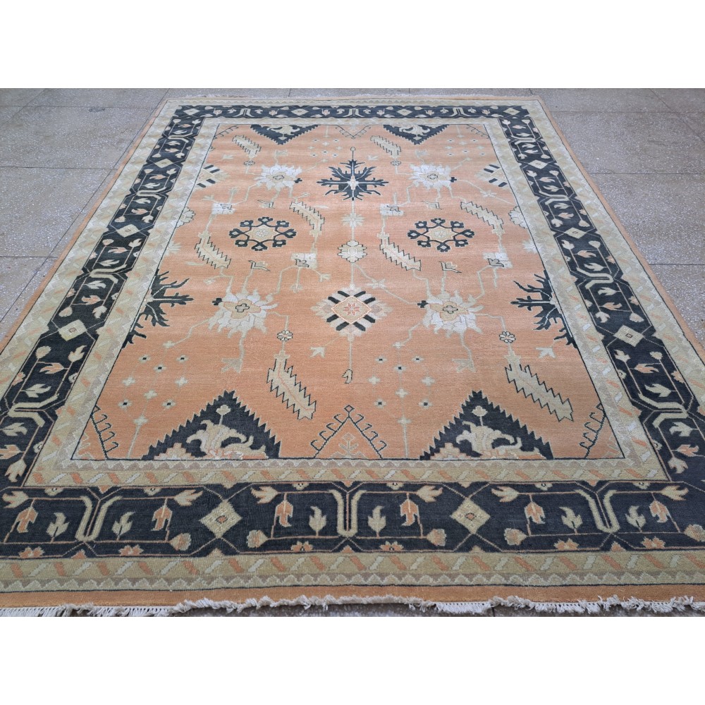 New Hand-knotted Oushak Style Rug. 100% Wool Handmade Carpet. Custom Options Available
