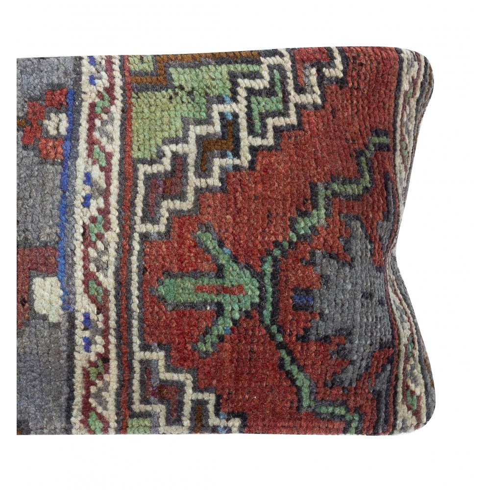 Hand-knotted Turkish Wool Rug Cushion Cover. Rustic Throw Pillow. Home Gift. Lumbar Pillow Cover