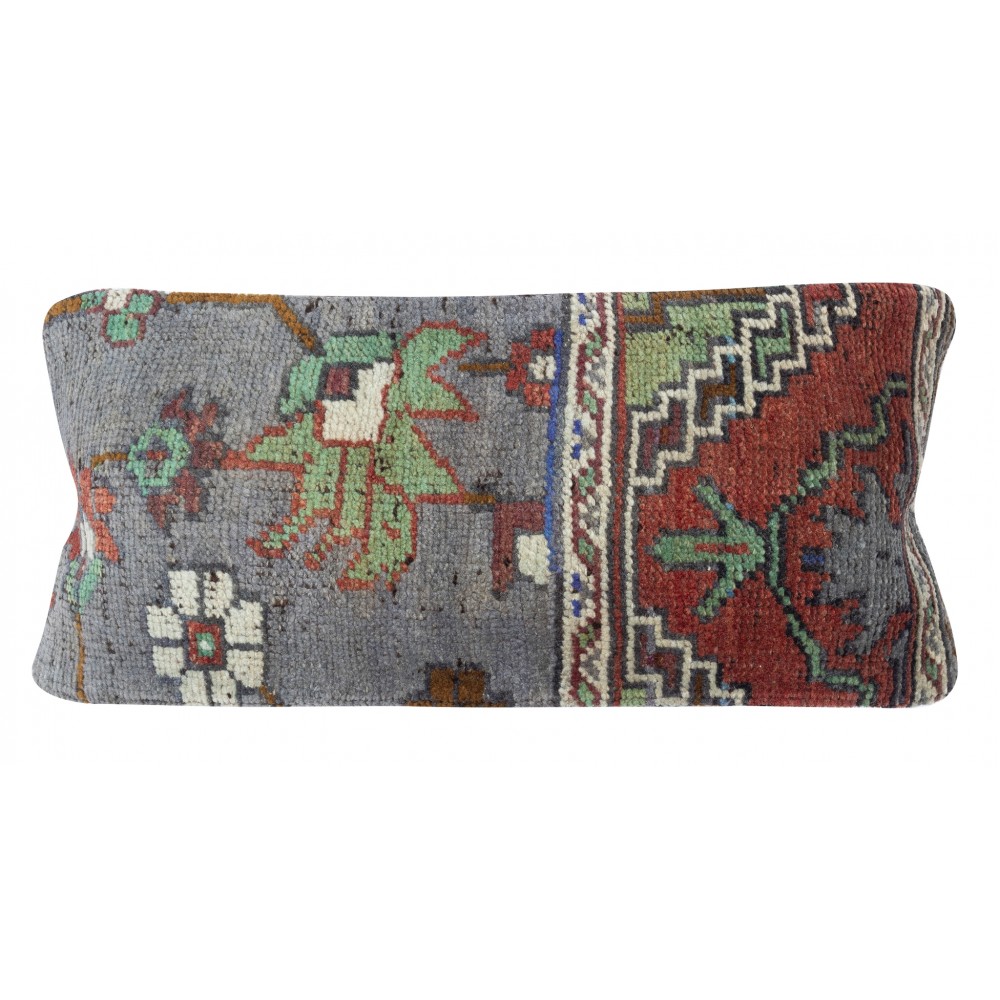Hand-knotted Turkish Wool Rug Cushion Cover. Rustic Throw Pillow. Home Gift. Lumbar Pillow Cover