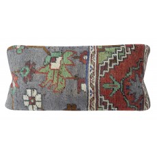 Hand-knotted Turkish Wool Rug Cushion Cover. Rustic Throw Pillow. Home Gift. Lumbar Pillow Cover
