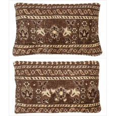 SET OF 2 - Vintage Cushion Covers. Handmade Wool Rug Pillows. Bohemian Toss Pillows. Turkish Lumbar Pillow Covers