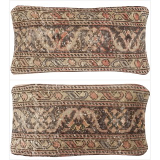 SET OF 2 - Vintage Handmade Rug Cushion Covers. Turkish Wool Pillowcases. Decorative Lumbar Pillow Covers