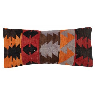 Vintage Kilim Cushion Cover. Hand-Made Lumbar Pillow Cover. Turkish Accent Pillow. Bohemian Throw Pillow Cover