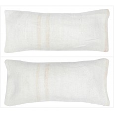 SET OF 2 - Handwoven Hemp Cushion Covers. Vintage Kilim Lumbar Pillow Covers. Turkish Accent Pillows. A pair of Lace Pillows