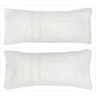 SET OF 2 - Handwoven Hemp Cushion Covers. Vintage Kilim Lumbar Pillow Covers. Turkish Accent Pillows. A pair of Lace Pillows
