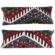 SET OF 2 - Hand-Woven Kilim Cushion Covers. Vintage Lumbar Pillow Covers. Turkish Accent Pillows. A pair of Lace Pillow Covers