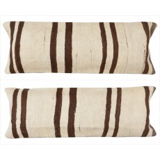 SET OF 2 - Hand-Woven Kilim Cushion Covers. Vintage Hemp Throw Pillows. Turkish Lace Pillows. A pair of Lumbar Pillow Covers