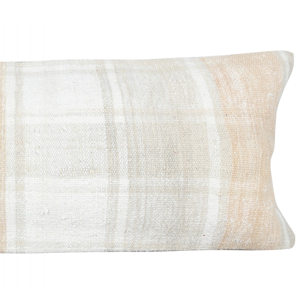 Natural Hemp Cushion Cover. Vintage Kilim Pillowcase. Farmhouse decor Accent Pillow. Handwoven Lumbar Pillow Cover