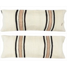SET OF 2 - Hand-Woven Kilim Cushion Covers. Vintage Hemp Throw Pillows. Turkish Lace Pillows. A pair of Lumbar Pillow Covers