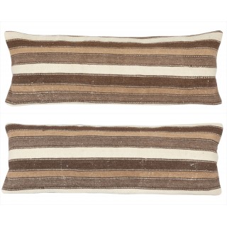 SET OF 2 - Hand-Woven Kilim Lumbar Pillow Covers. Vintage Throw Pillows. Turkish Lace Pillows. A pair of Cushion Covers