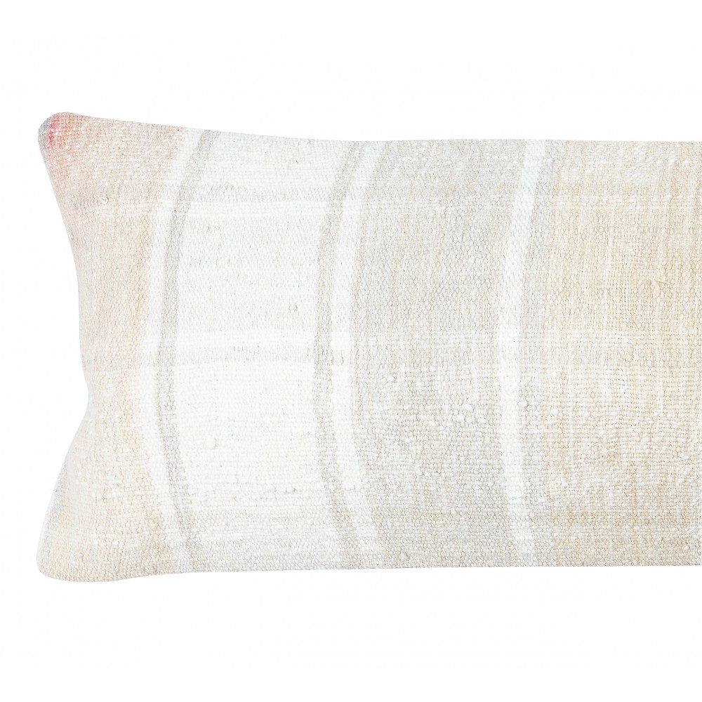 Natural Hemp Cushion Cover. Vintage Kilim Pillowcase. Rustic Accent Pillow. Handwoven Lumbar Pillow Cover