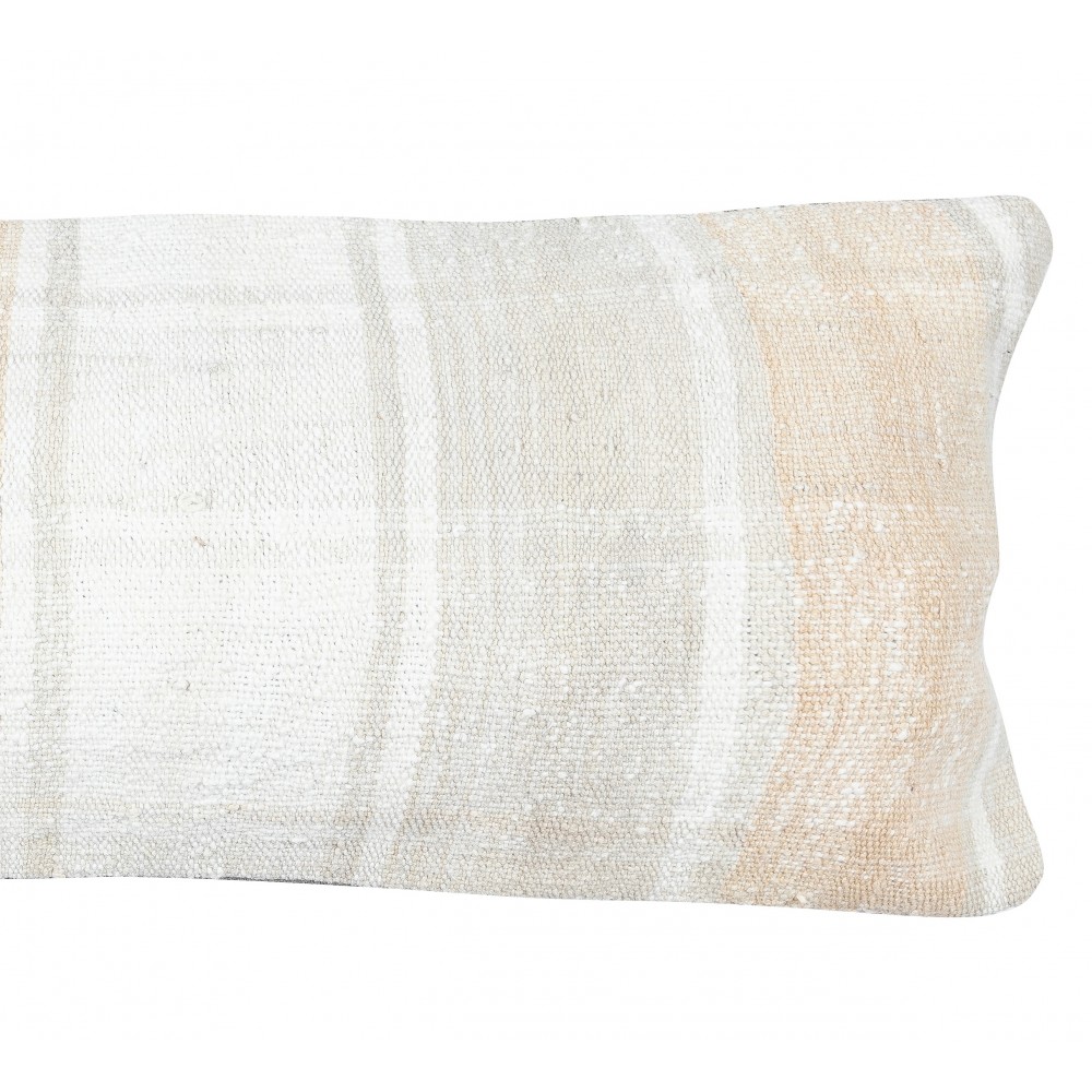 Natural Hemp Cushion Cover. Vintage Kilim Pillowcase. Rustic Accent Pillow. Handwoven Lumbar Pillow Cover