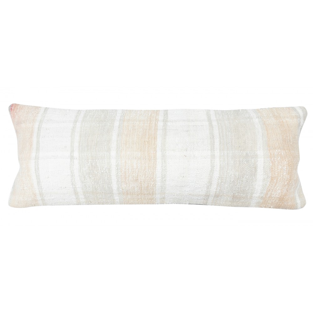 Natural Hemp Cushion Cover. Vintage Kilim Pillowcase. Rustic Accent Pillow. Handwoven Lumbar Pillow Cover
