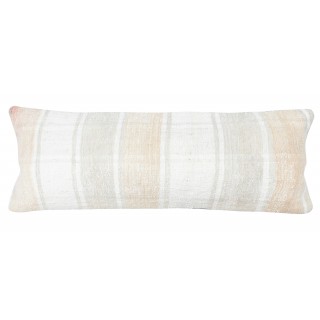 Natural Hemp Cushion Cover. Vintage Kilim Pillowcase. Rustic Accent Pillow. Handwoven Lumbar Pillow Cover