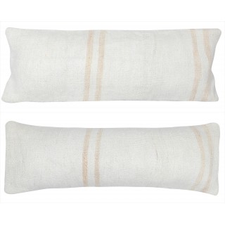 SET OF 2 - Handwoven Hemp Cushion Covers. Vintage Kilim Lumbar Pillow Covers. Turkish Accent Pillows. A pair of Lace Pillows