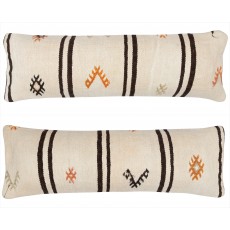 SET OF 2 - Vintage Kilim Lumbar Pillow Covers. Hand-woven Hemp Throw Pillows. Turkish Accent Pillows. A pair of Cushion Covers