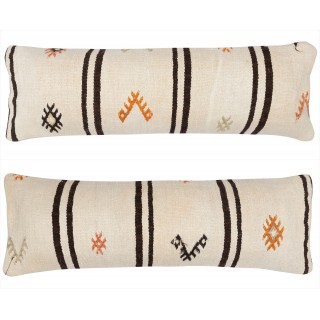 SET OF 2 - Vintage Kilim Lumbar Pillow Covers. Hand-woven Hemp Throw Pillows. Turkish Accent Pillows. A pair of Cushion Covers