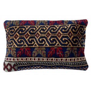 Traditional Vintage Turkish Wool Cushion Cover. Handknotted Rug Pillow. Handmade Lumbar Pillow Cover