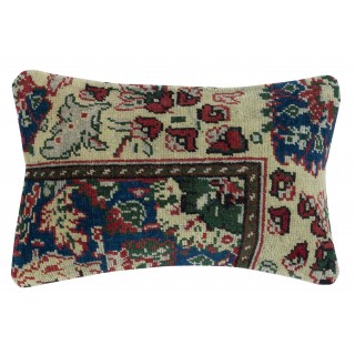 Vintage Turkish Rug Pillow Cover. Handmade Lumbar Pillow Cover. Rustic Cushion Cover