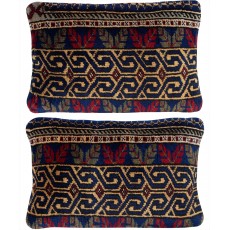 SET OF 2 - Handmade Turkish Wool Rug Throw Pillow Covers. Rustic and Farmhouse Decor. Vintage Toss Pillow Covers. A pair of Cushion Covers