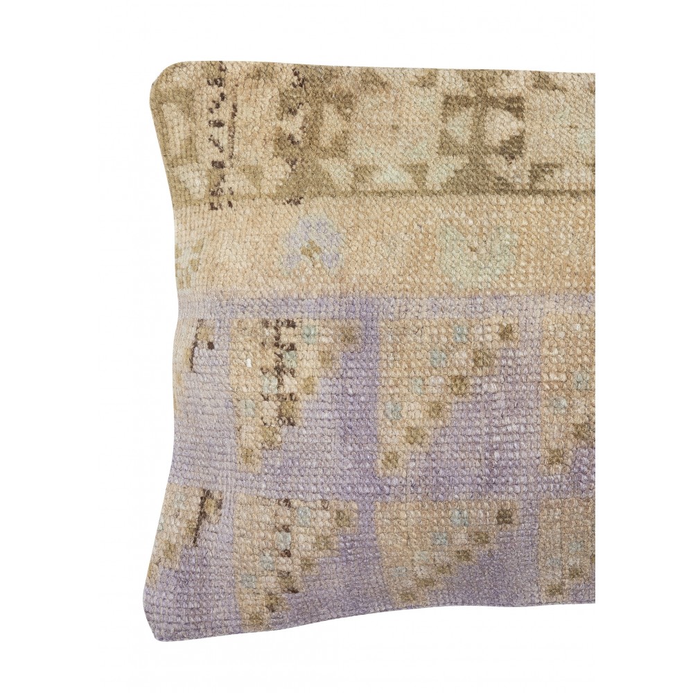 Vintage Turkish Wool Rug Cushion Cover. Rug Pillow. Boho Accent Pillow Cover. Handmade Lace Pillow