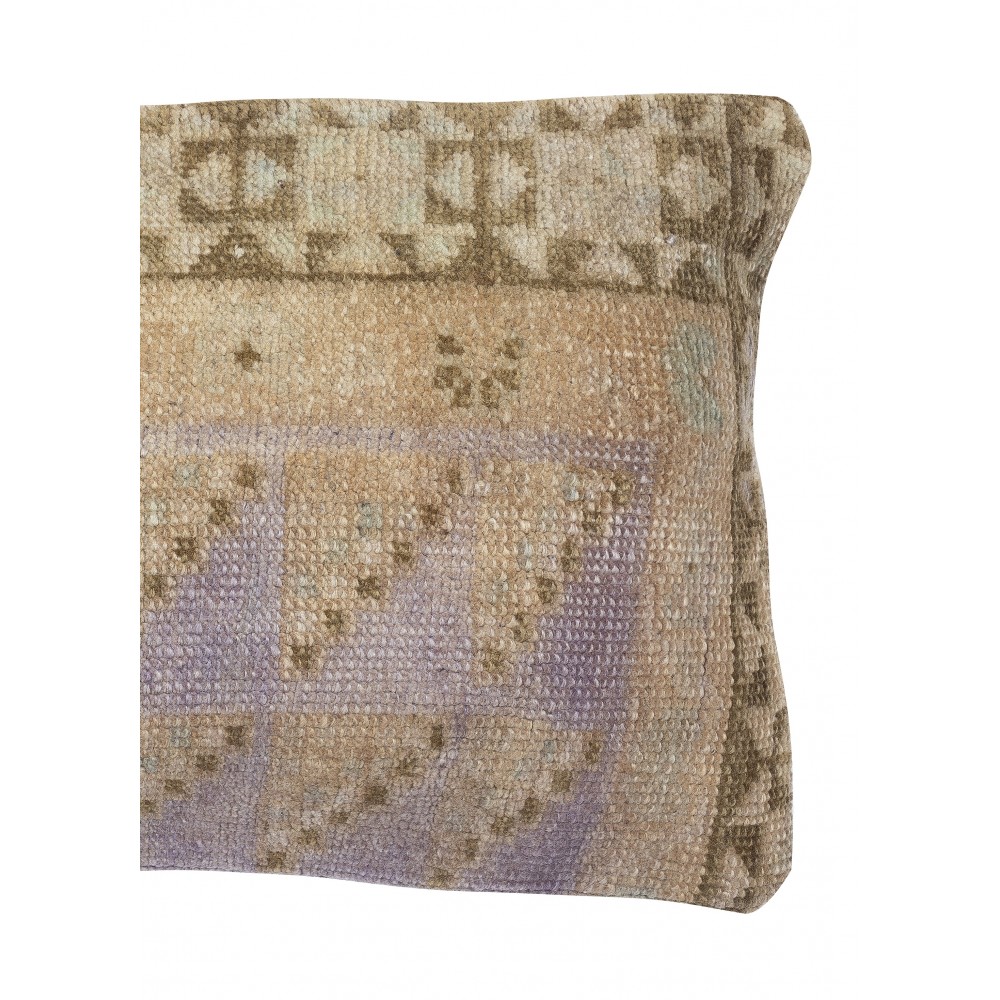Vintage Turkish Wool Rug Cushion Cover. Rug Pillow. Boho Accent Pillow Cover. Handmade Lace Pillow