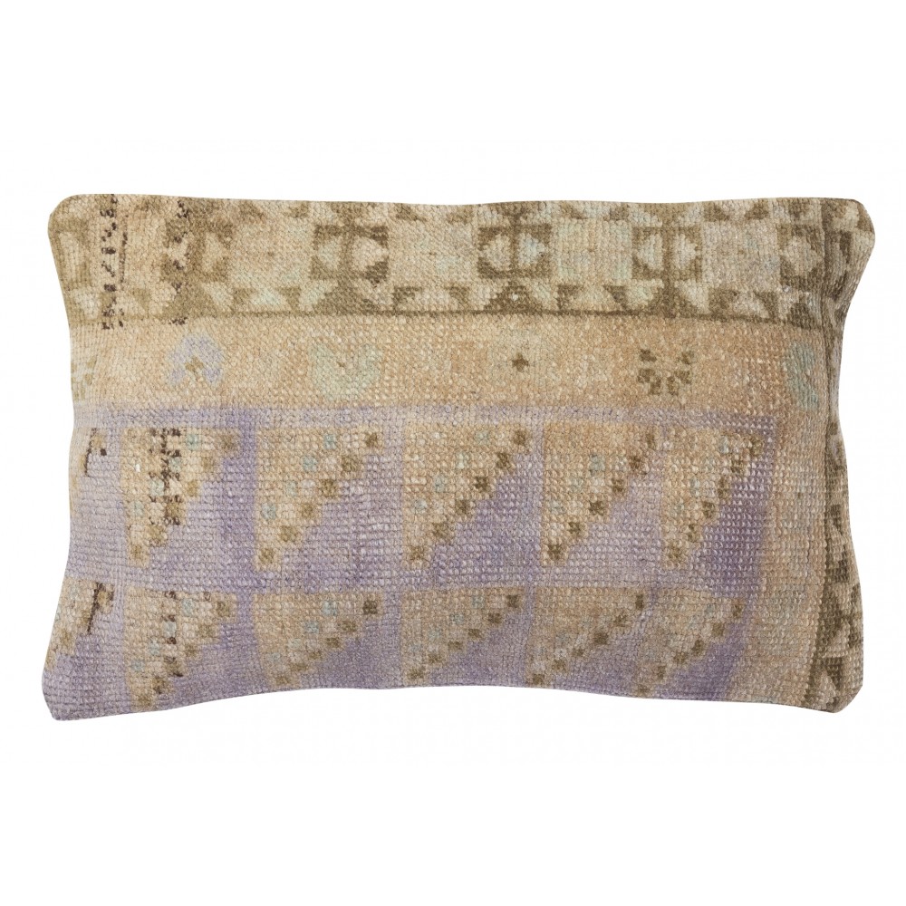 Vintage Turkish Wool Rug Cushion Cover. Rug Pillow. Boho Accent Pillow Cover. Handmade Lace Pillow