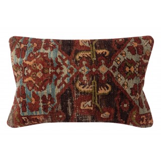 Handknotted Turkish Wool Cushion Cover. Rug Throw Pillow. Home Gift. Vintage Toss Pillow