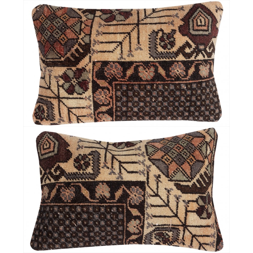 SET OF 2 - Vintage Wool Cushion Covers. Handknotted Rug Pillows. Ethnic Home Decor. Turkish Throw Pillows SET OF 2 - Vintage Wool Cushion Covers. Handknotted Rug Pillows. Ethnic Home Decor. Turkish Throw Pillows