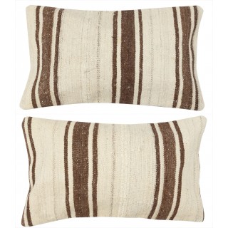 SET OF 2 - Hand-Woven Kilim Cushion Covers. Vintage Hemp Throw Pillows. Turkish Lace Pillows. A pair of Accent Pillow Covers