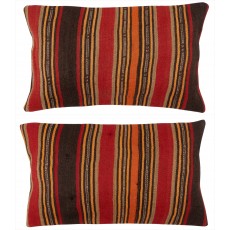 SET OF 2 - Hand-Woven Kilim Cushion Covers. Vintage Throw Pillows. Turkish Accent Pillows. A pair of Lace Pillow Covers