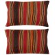 SET OF 2 - Hand-Woven Kilim Cushion Covers. Vintage Throw Pillows. Turkish Accent Pillows. A pair of Lace Pillow Covers