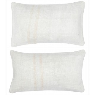 SET OF 2 - Handwoven Hemp Cushion Covers. Vintage Kilim Throw Pillow Covers. Turkish Accent Pillows. A pair of Lace Pillows