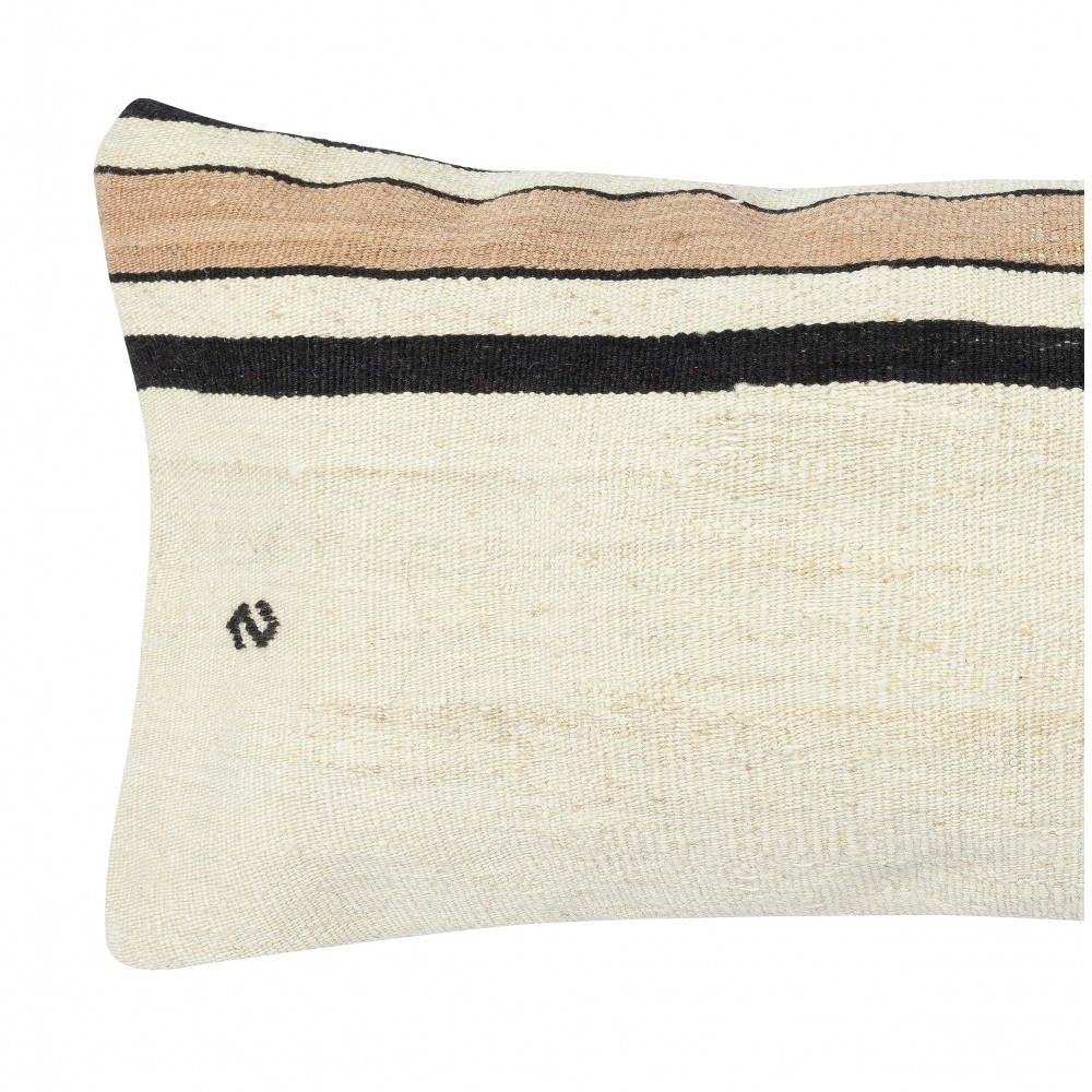 Vintage Kilim Cushion Cover. Hand-Made Lace Pillow. Turkish Accent Pillow. Hemp Throw Pillow Cover. Lumbar Pillow Cover