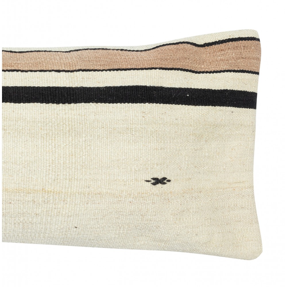 Vintage Kilim Cushion Cover. Hand-Made Lace Pillow. Turkish Accent Pillow. Hemp Throw Pillow Cover. Lumbar Pillow Cover