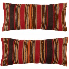 SET OF 2 - Hand-Woven Kilim Cushion Covers. Vintage Lumbar Pillow Covers. Turkish Accent Pillows. A pair of Lace Pillow Covers