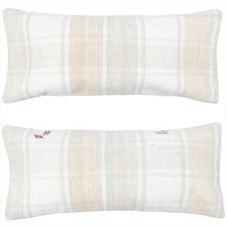 SET OF 2 - Handmade Kilim Cushion Covers. Vintage Lumbar Pillow Covers. Turkish Hemp Accent Pillows. Lace Pillow Covers