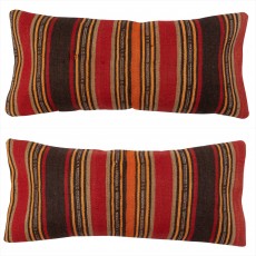 SET OF 2 - Hand-Woven Kilim Cushion Covers. Vintage Throw Pillows. Turkish Lumbar Pillow Covers. A pair of Lace Pillow Covers
