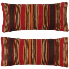 SET OF 2 - Hand-Woven Kilim Cushion Covers. Vintage Throw Pillows. Turkish Lumbar Pillow Covers. A pair of Lace Pillow Covers