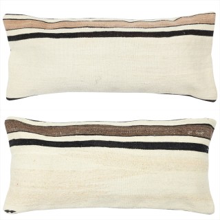 SET OF 2 - Hand-Woven Kilim Cushion Covers. Vintage Hemp Throw Pillows. Turkish Lumbar Pillow Covers. A pair of Lace Pillow Covers