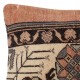 Rustic Handmade Wool Cushion Cover. Vintage Turkish Rug Pillow