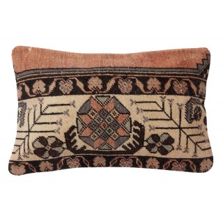 Rustic Handmade Wool Cushion Cover. Vintage Turkish Rug Pillow