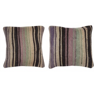 SET OF 2 - Hand-Woven Kilim Cushion Covers. Vintage Throw Pillows. Turkish Accent Pillows. A pair of Lace Pillow Covers