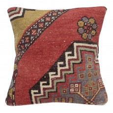 Rustic Turkish Cushion Cover. Handmade Wool Rug Pillow. Bohemian Style Toss Pillow. Vintage Accent Pillow