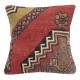 Rustic Turkish Cushion Cover. Handmade Wool Rug Pillow. Bohemian Style Toss Pillow. Vintage Accent Pillow